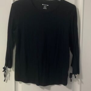 Architect Black Long-Sleeve Top with Tie Cuffs L